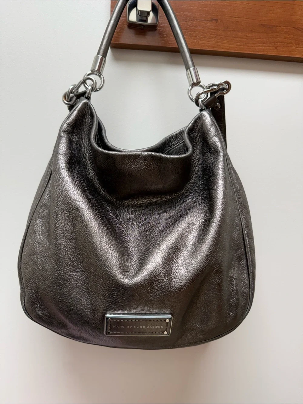 Marc by Marc Jacobs Metallic Pewter Leather Hobo
